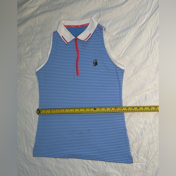 Peter Millar Women’s Sleeveless Golf Polo Shirt S Blue White Stripe UPF 50+ - Picture 12 of 14